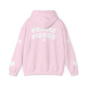 💖 "femme fierce" hoodie pink & white unisex heavy blend™ sweatshirt cozy, bold & stylish 💖
