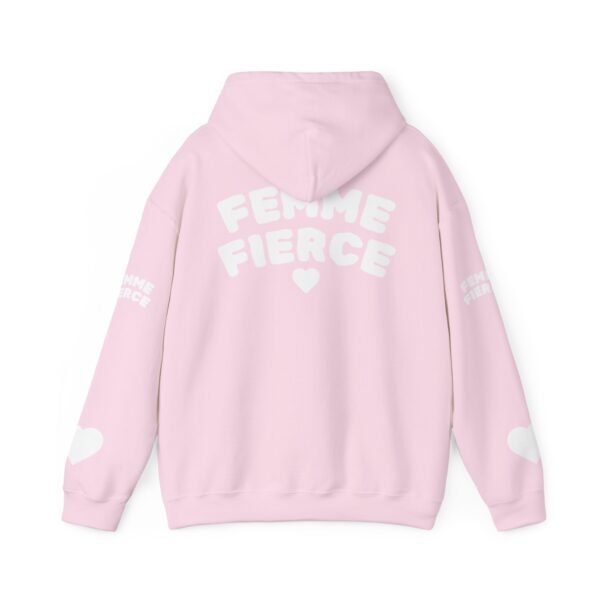 💖 "femme fierce" hoodie pink & white unisex heavy blend™ sweatshirt cozy, bold & stylish 💖