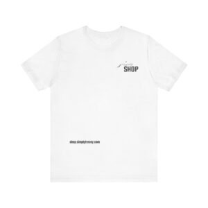 simply shop logo t shirt — minimal branded graphic tee