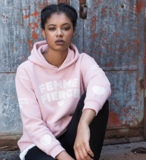💖 "femme fierce" hoodie pink & white unisex heavy blend™ sweatshirt cozy, bold & stylish 💖